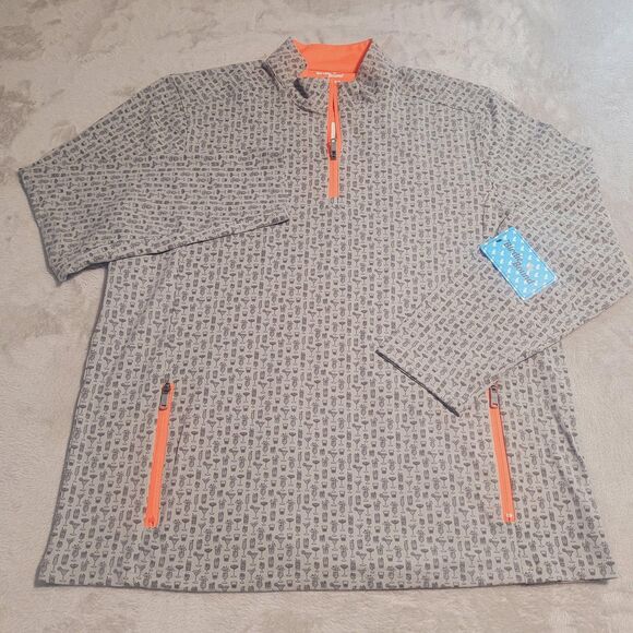 Other - Birdie Bound Golf Pullover Mens XL Gray Cocktail Print 1/4 Zip Pockets Stretch